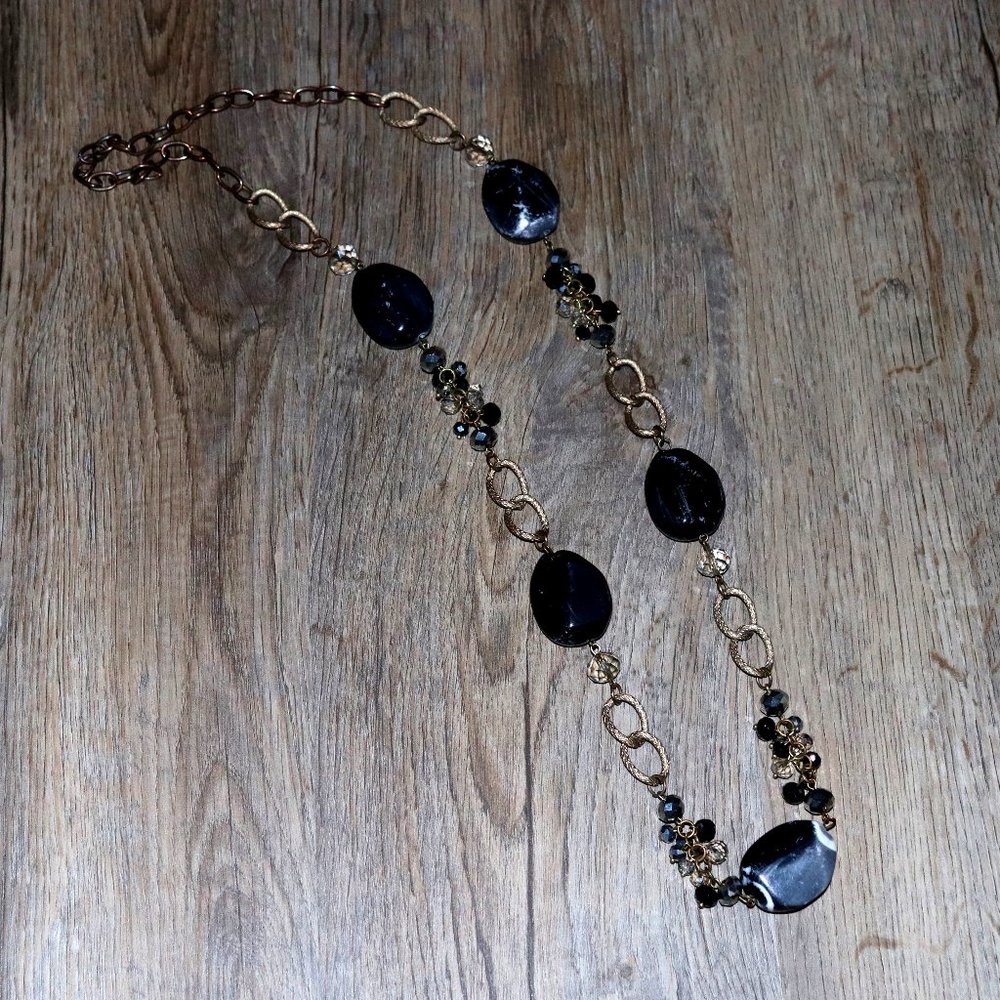 BLACK/CLEAR/BRONZE LONG NECKLACE